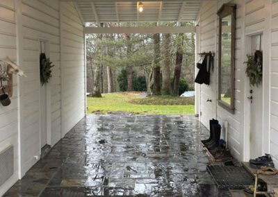 Flagstone floor of breeze way