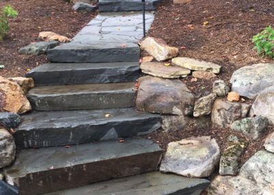 Natural stone steps and sidewalk